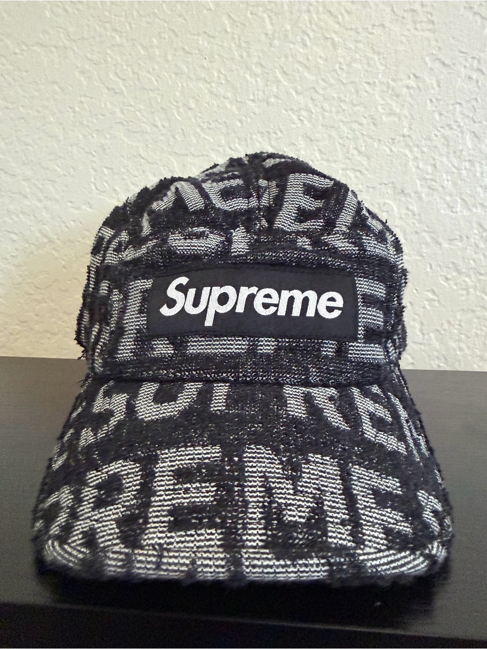 Supreme Black & White Jacquard Logo Cap